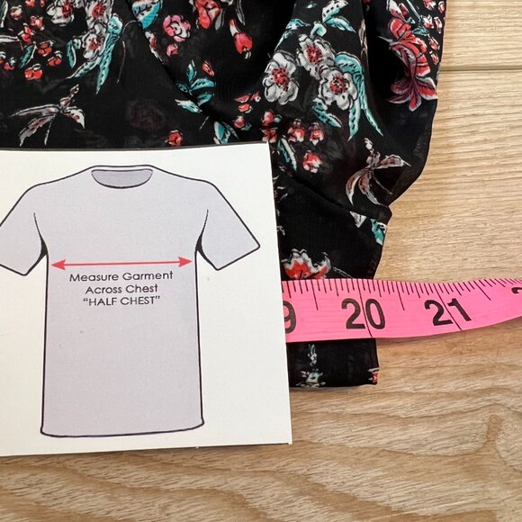 Costa Blanca Mini dress / tunic Sz M Black red green floral flowy sheet light - Picture 9 of 12